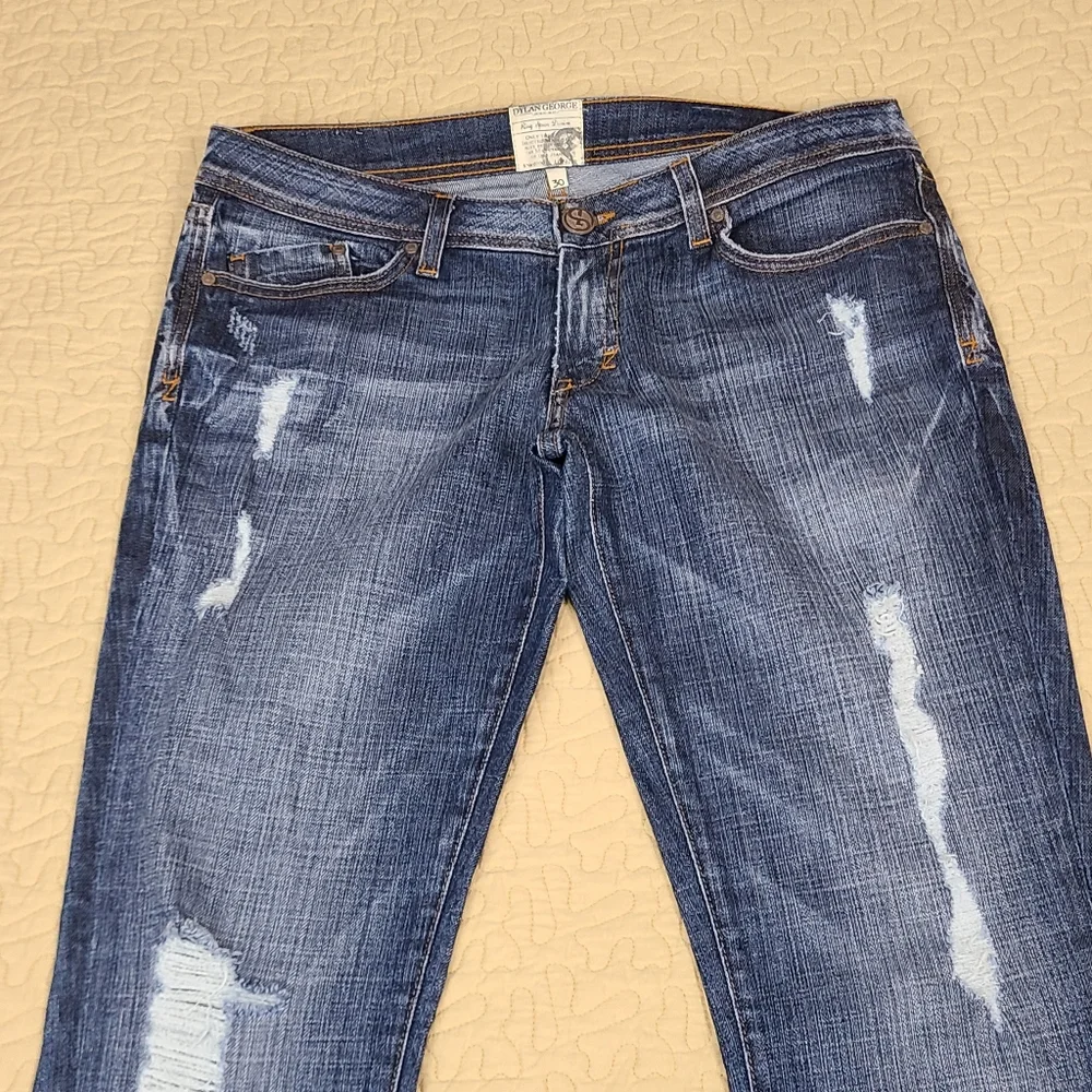 Dylan George Lucy distressed slim fit ankle zip jeans size 30 - Picture 4 of 12